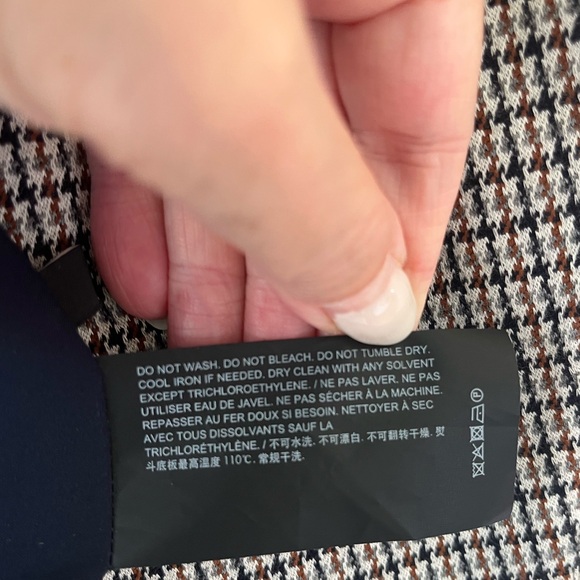 Theory houndstooth blazer size 8. Navy, Brown, cream and grey woven pattern . - Picture 5 of 8